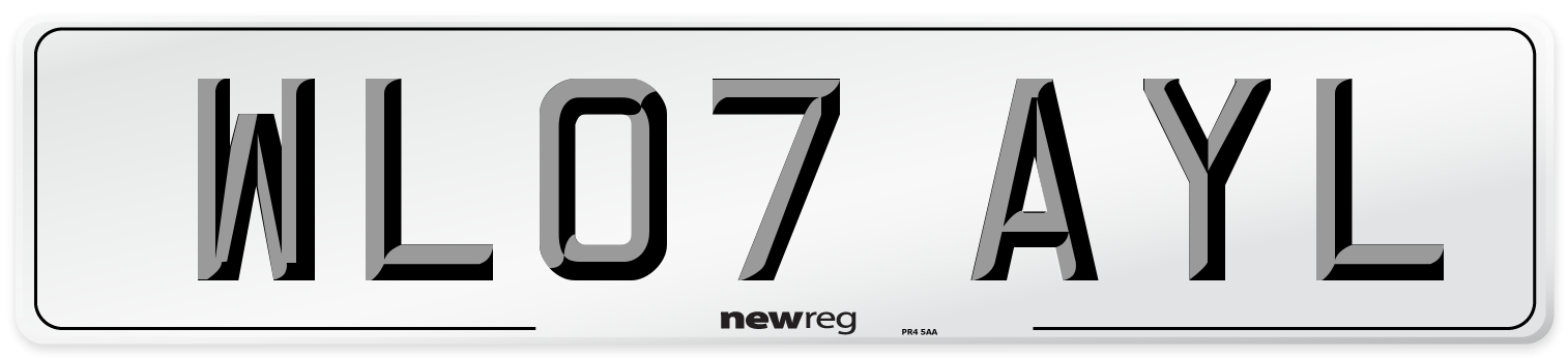 WL07 AYL Number Plate from New Reg
